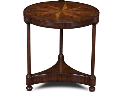 Maitland-Smith Cameron Round Wood End Table with Inlaid Starburst Top