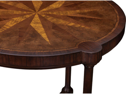 Maitland-Smith Cameron Round Wood End Table with Inlaid Starburst Top