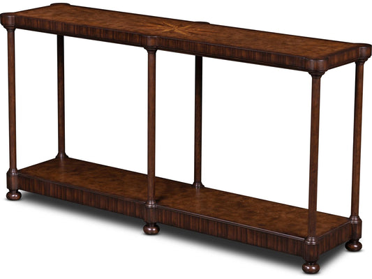 Cameron Rectangular Wood Console Table with Inlaid Starburst Top