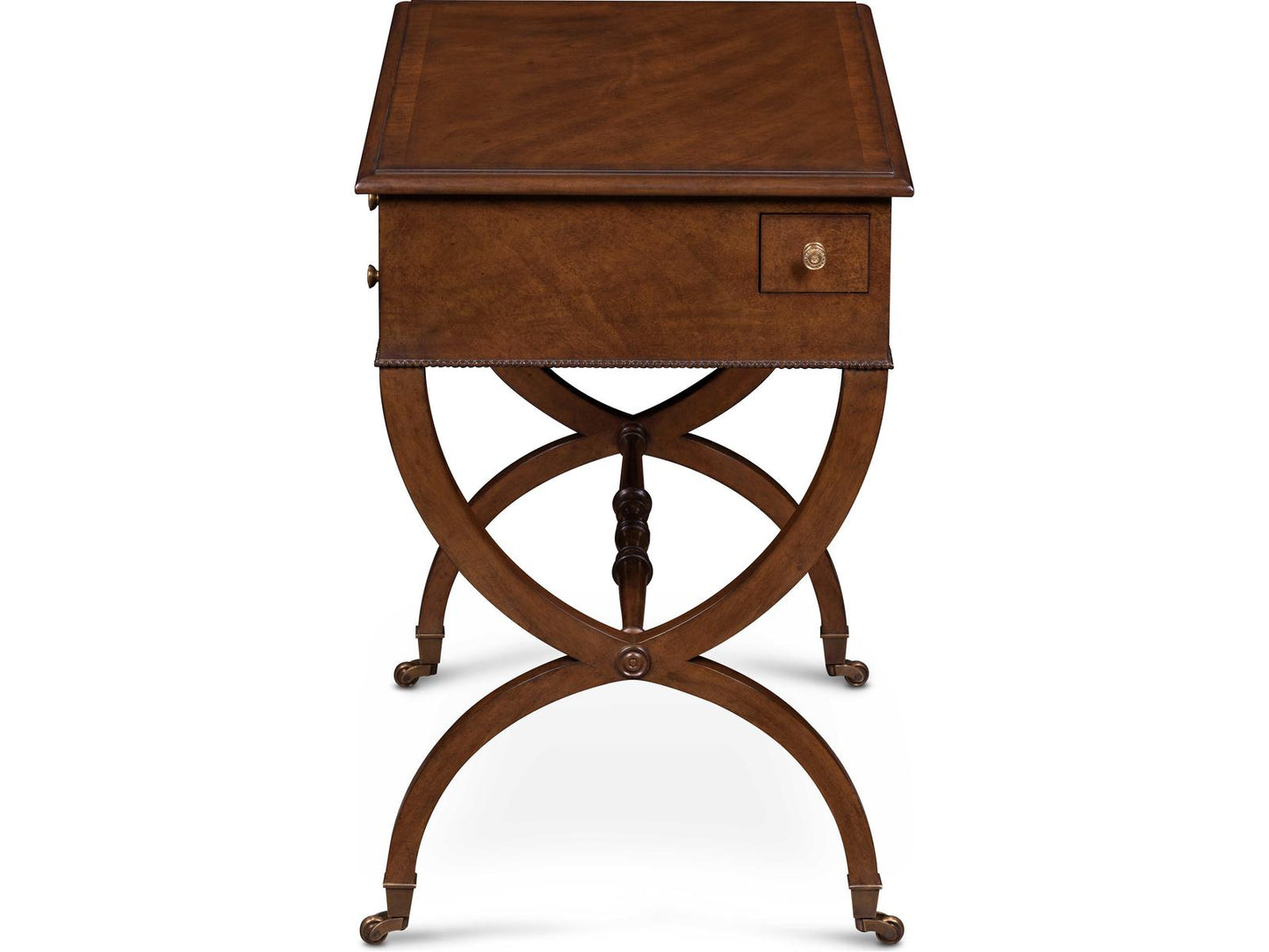Mg Rectangular Wood End Table with Brass Casters