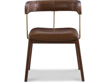 Mg Solid Wood Brown Leather Arm Dining Chair