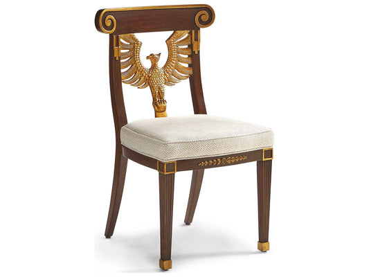 Phoenix Dining Side Chair in Mahogany with Gold Leaf Accents