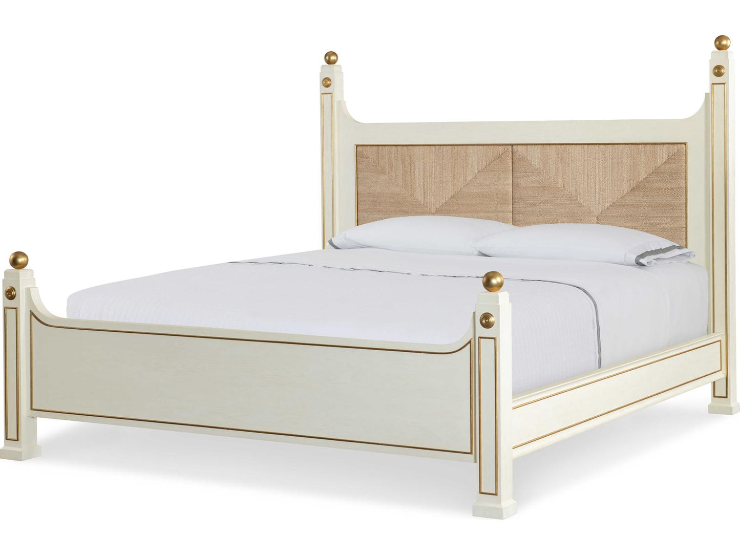 Winchester White Wood Queen Panel Bed