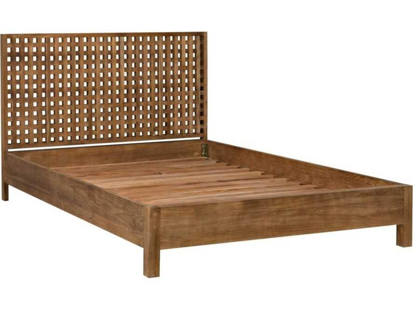 Quinnton Natural Teak Wood Queen Platform Bed