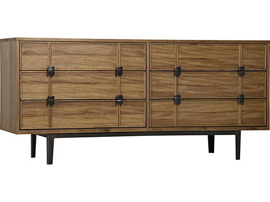 Bourgeois Sideboard Walnut and Metal with Linear Carvings