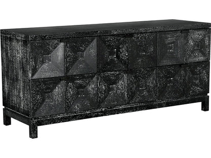 Musashi 6-Drawer Walnut Wood Double Dresser with Brass Pulls