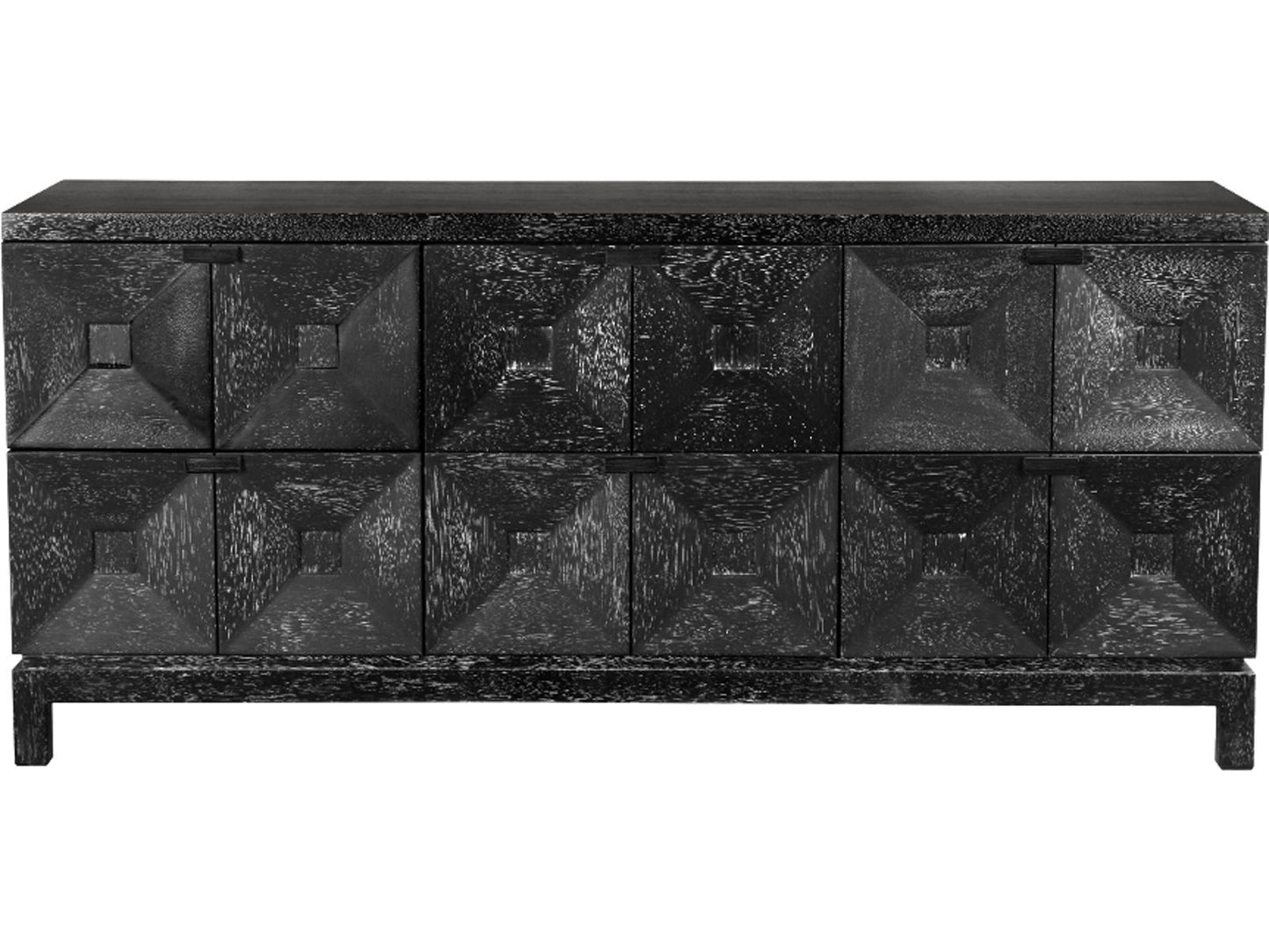 Musashi 6-Drawer Walnut Wood Double Dresser with Brass Pulls
