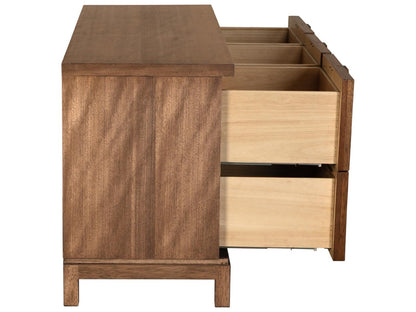 Musashi 6-Drawer Double Dresser in Dark Walnut with Brass Hardware