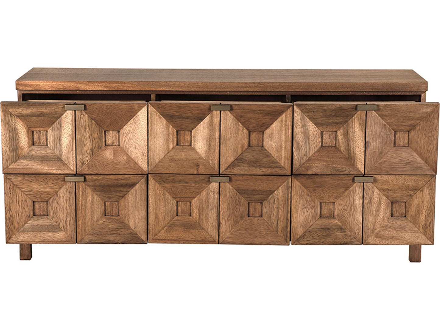 Musashi 6-Drawer Double Dresser in Dark Walnut with Brass Hardware