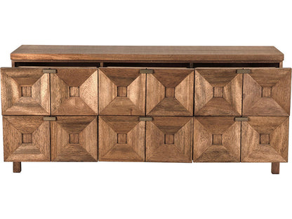 Musashi 6-Drawer Double Dresser in Dark Walnut with Brass Hardware