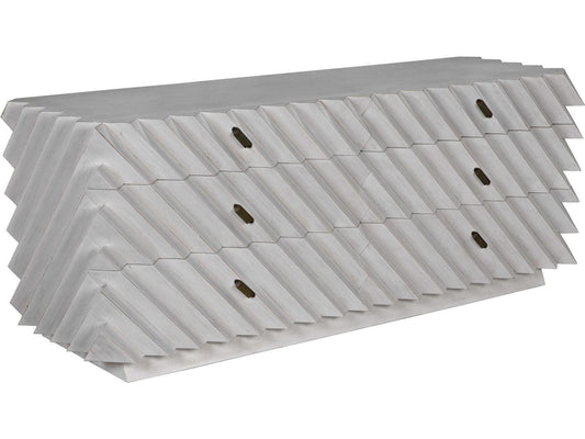 Hikaru 6-Drawer Double Dresser in White Wash with Brass Pulls