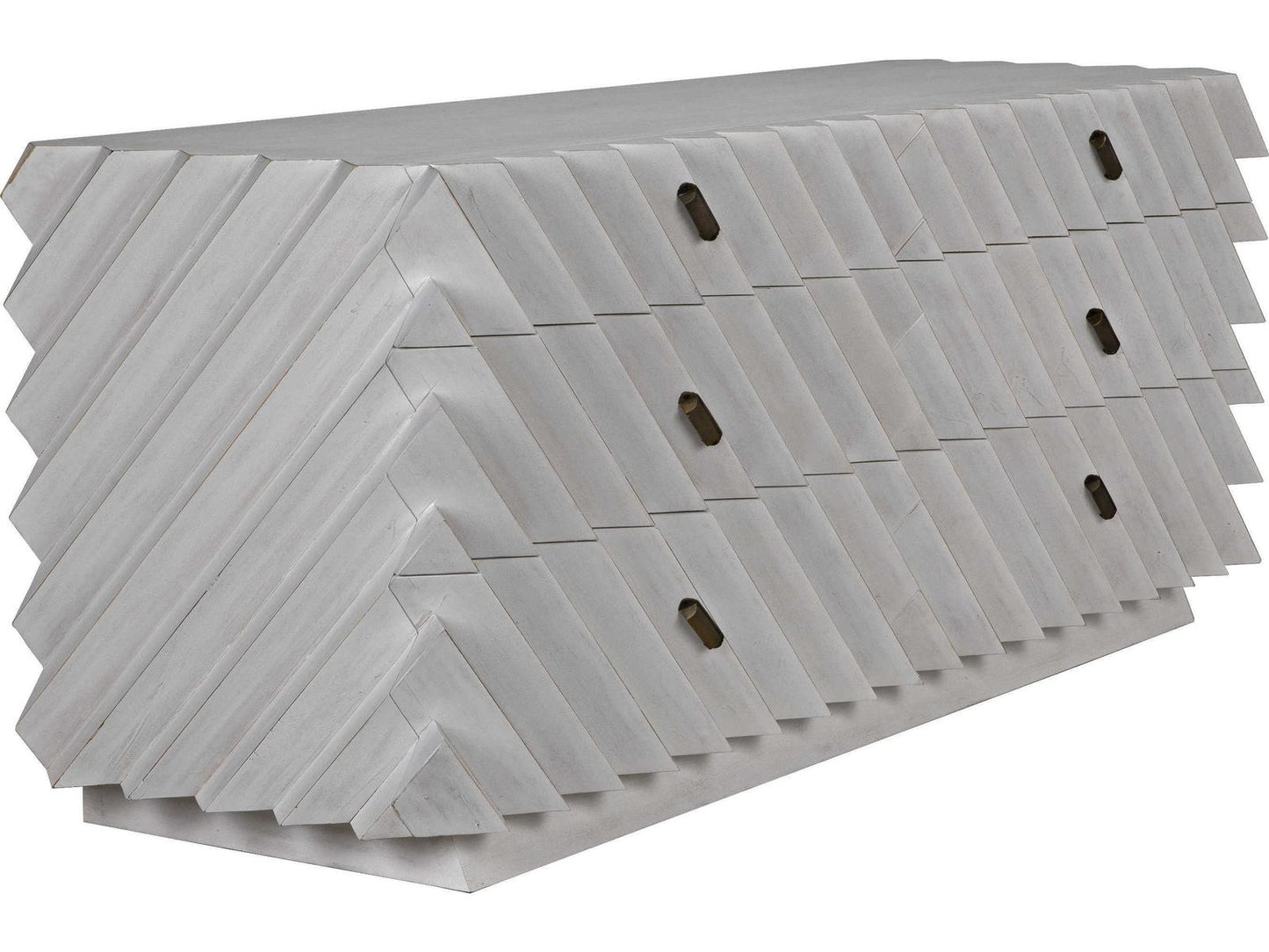 Hikaru 6-Drawer Double Dresser in White Wash with Brass Pulls