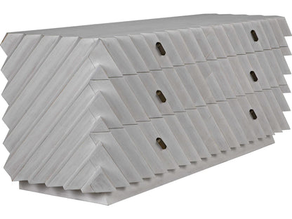 Hikaru 6-Drawer Double Dresser in White Wash with Brass Pulls