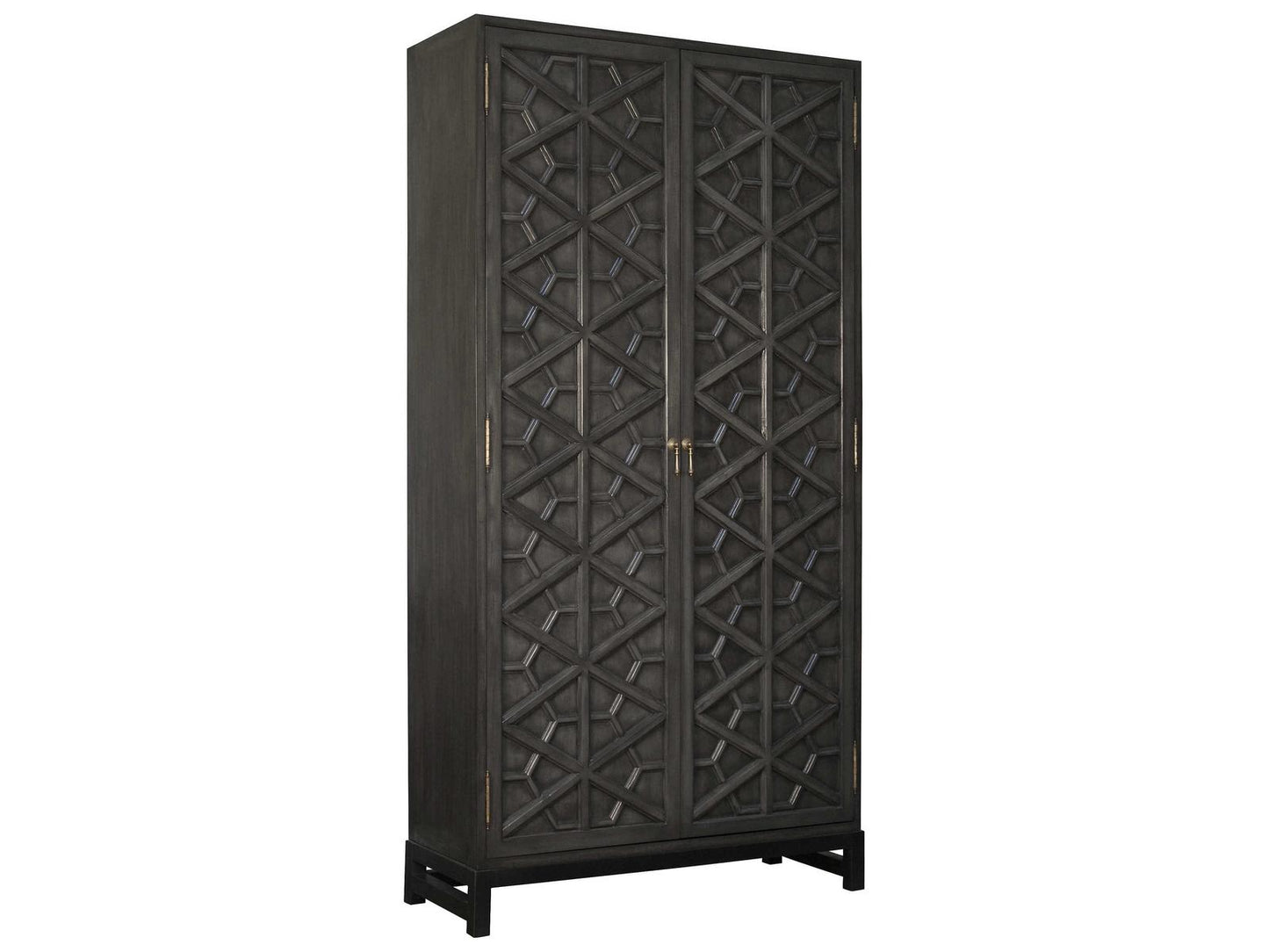 Maharadscha Pale Mahogany Wood Hutch Cabinet with Matte Black Base