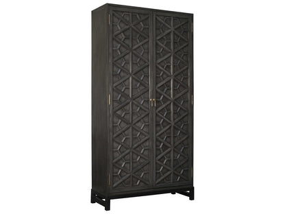Maharadscha Pale Mahogany Wood Hutch Cabinet with Matte Black Base