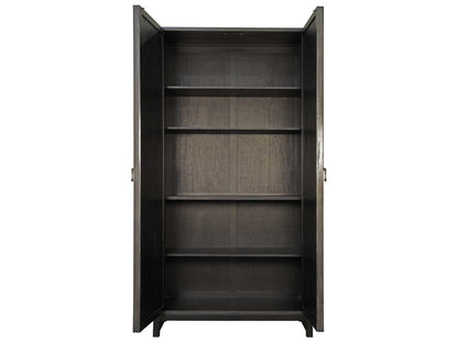 Maharadscha Pale Mahogany Wood Hutch Cabinet with Matte Black Base