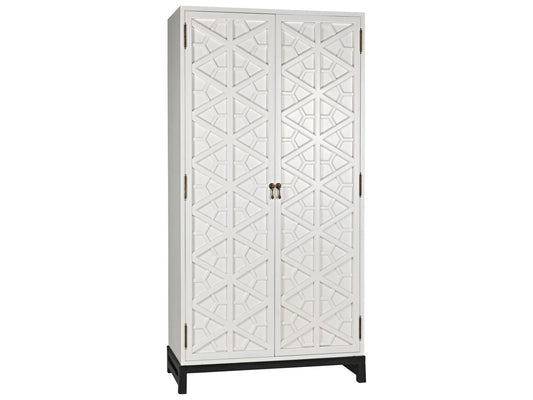 Maharadscha Solid White Mahogany Wood Hutch with Matte Black Base