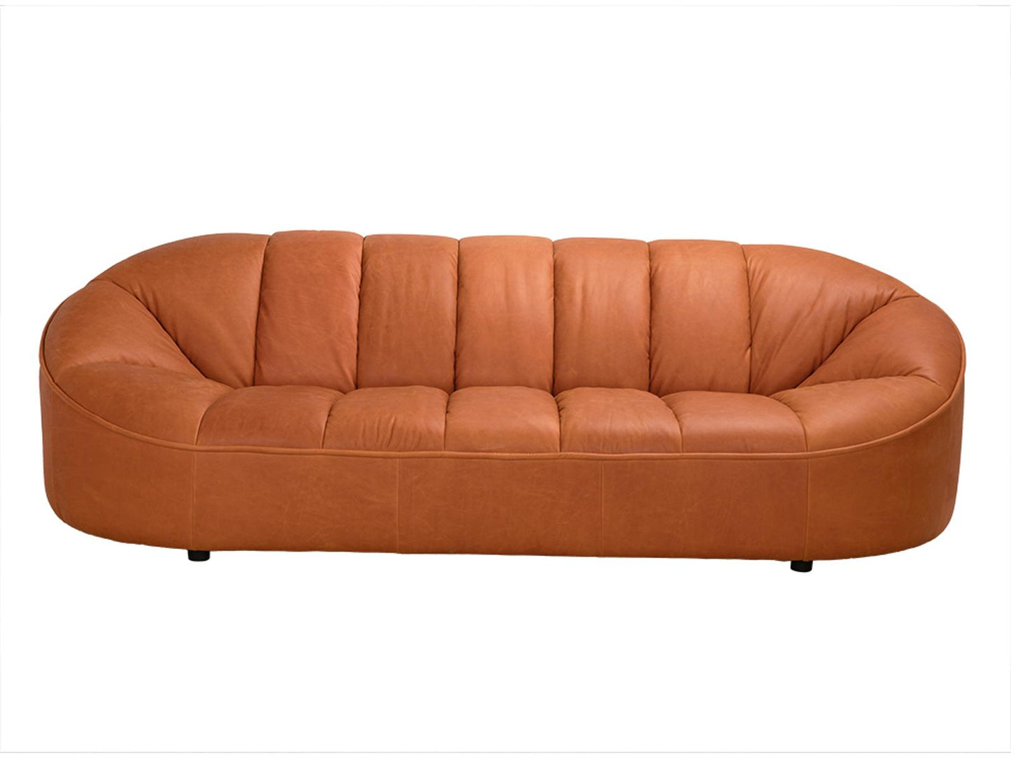 Amadeus 3-Seat Contemporary Leather Sofa in Roman Red