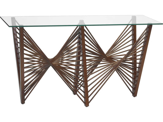 Geo Rectangular Glass Brown Console Table