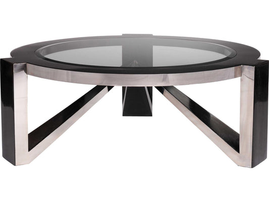 Triton Round Glass Black Stainless Steel Coffee Table