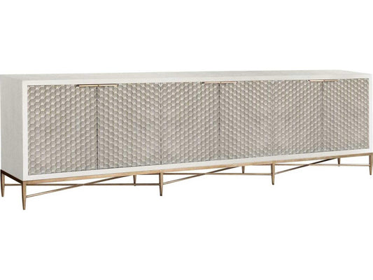 Honeycomb 128-Inch Sand Sideboard with Six Doors