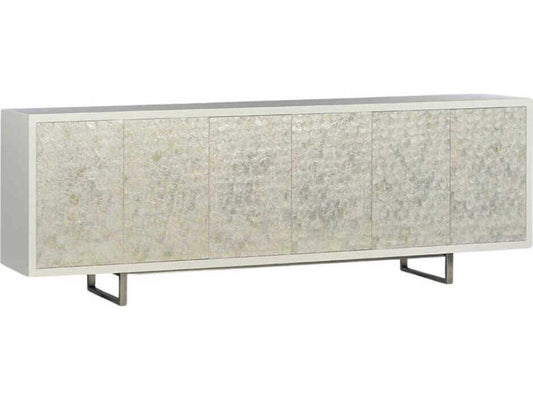 Capiz 112 Inch Acacia Wood Sideboard Ghost Finish