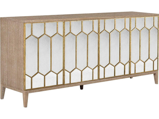 Bedford 86-Inch Sideboard with Geometric ?glomisé Glass Front