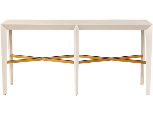 Console Table with X Stretcher in White Lacquer