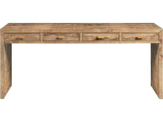 French Ash Burl Bleach Rectangular Console Table