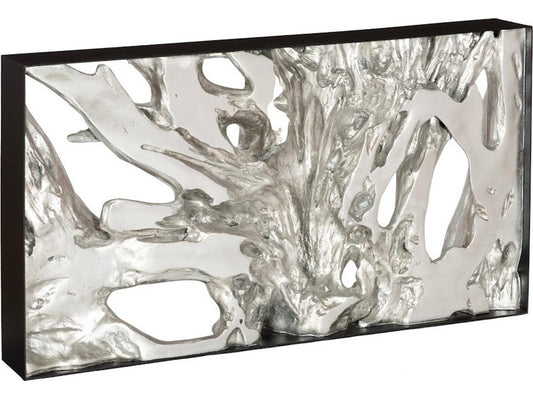 Cast Root Metal Framed Console Table in Silver Leaf