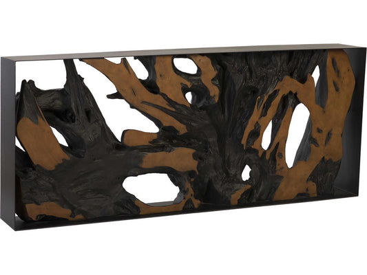 Cast Naturals Rectangular Metal Black Brown Console Table
