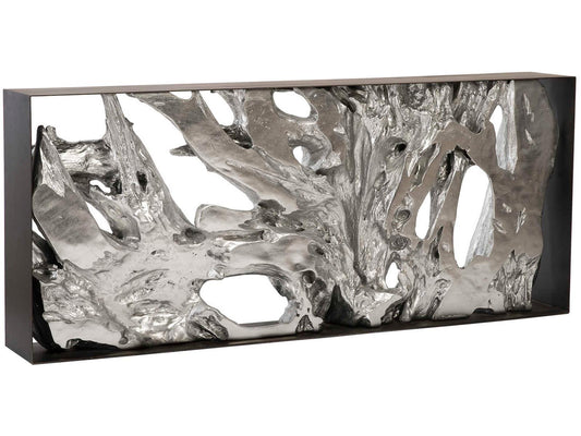 Flow Rectangular Metal Black Silver Console Table
