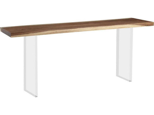 Floating Console Table Natural Chamcha Wood and Acrylic