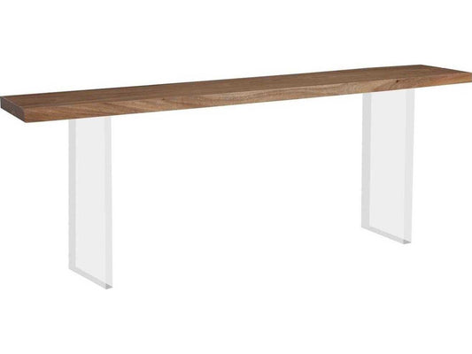 Floating Rectangular Chamcha Wood Acrylic Console Table Natural