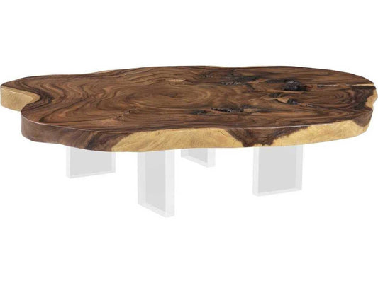Floating XL Natural Chamcha Wood Coffee Table with Acrylic Legs
