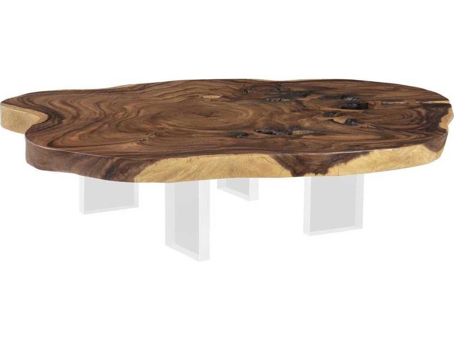 Flow Natural Wood and Acrylic Freeform Coffee Table