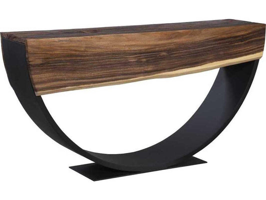 Arc Double Sided Console Table in Natural Wood and Metal