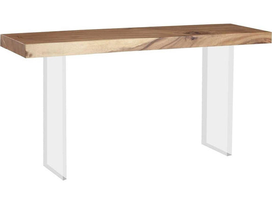 Floating Chamcha Wood Console Table with Acrylic Legs in Natural