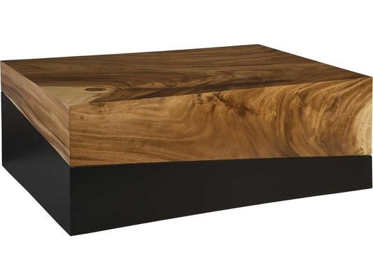 Flow Rectangular Wood Coffee Table in Natural Brown Black