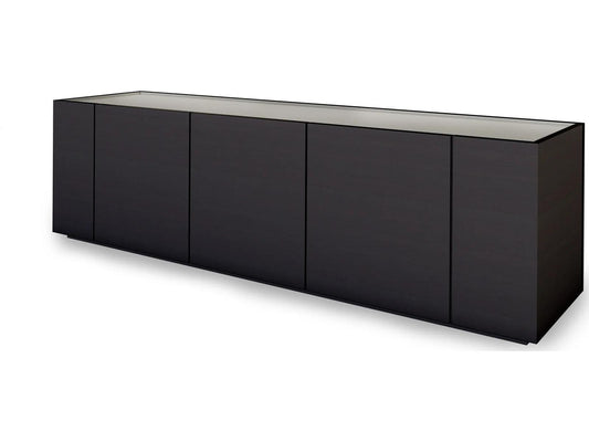 Cornice 82-Inch Sideboard with Dark Grey Ash and Grey Roccia Matt Lacquer