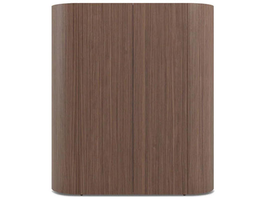 Dedalo Bar Sideboard 55 Inch Walnut with Matt Titanium Finish
