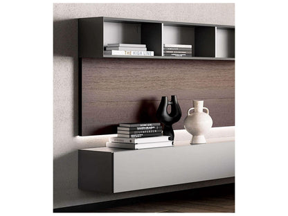 People 118 Inch Media Console in Burnt Oak and Matte Grey