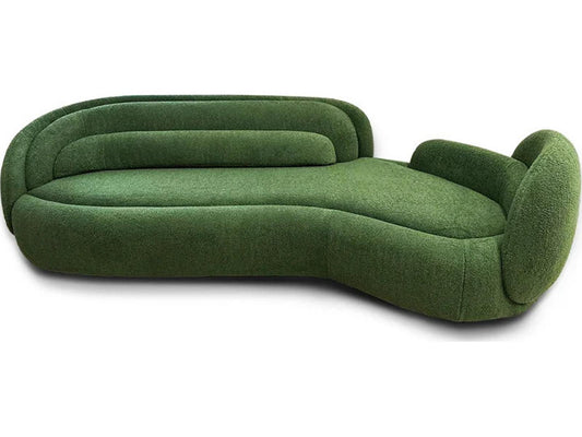 Peonia Sofa with Peninsula in Green Dalia 15 Fabric