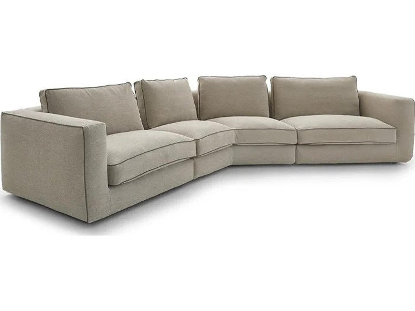 Nice Modular Sectional Sofa in Beige Mimosa Fabric with Olive Brown Piping