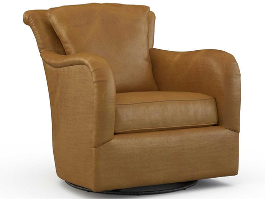 Dalton Swivel Accent Chair in Brown Top-Grain Leather