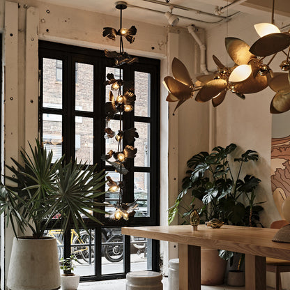 Fluted Ginkgo 10 Totem Chandelier