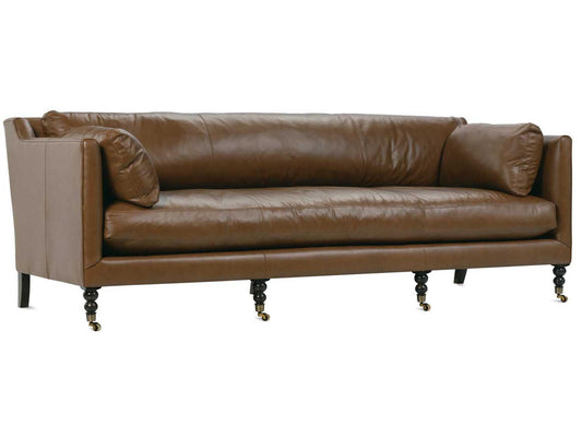 Madeline 90-Inch 3-Seat Full Aniline Leather Sofa in Chocolate Brown