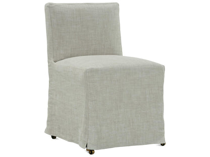 Odessa Beige Upholstered Side Dining Chair with Removable Slipcover and Casters