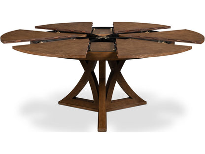 Casual Jupe Extendable Round Dining Table in Light Mink Finish
