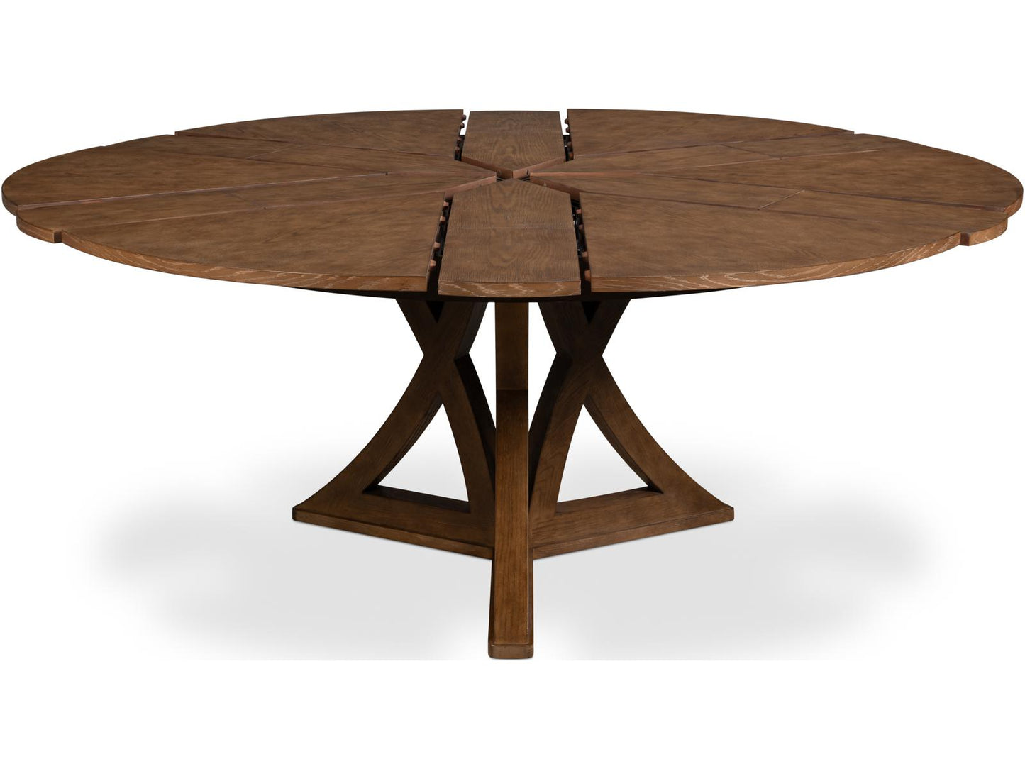 Casual Jupe Extendable Round Dining Table in Light Mink Finish